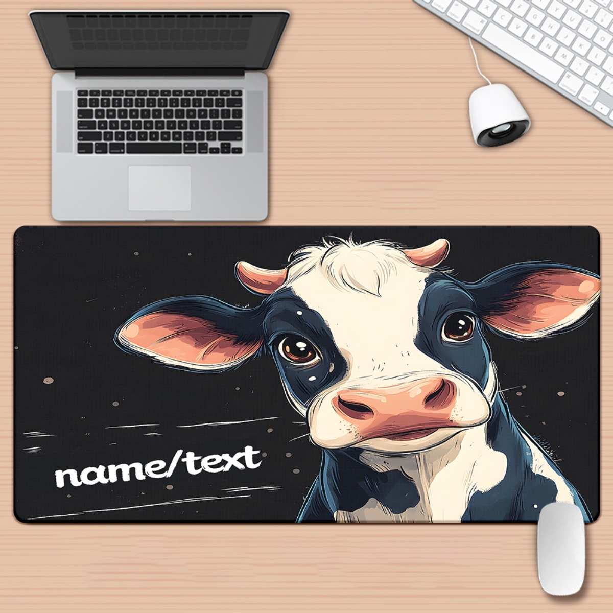 Gaming Accessories Name - Sevimli İnek Karikatür Mouse Pad XXL